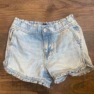 Girls denim shorts, worn once! Like new. Size 8